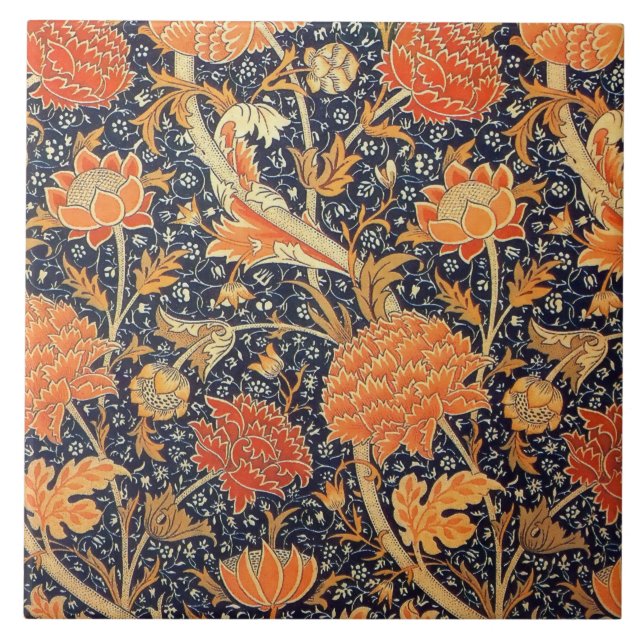 William Morris Cray Blommigt Art nouveau Mönster Kakelplatta (Framsidan)