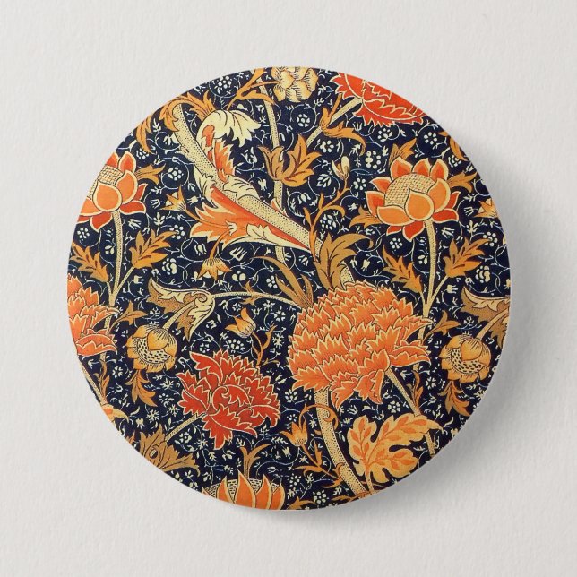 William Morris Cray Blommigt Art nouveau Mönster Knapp (Framsida)