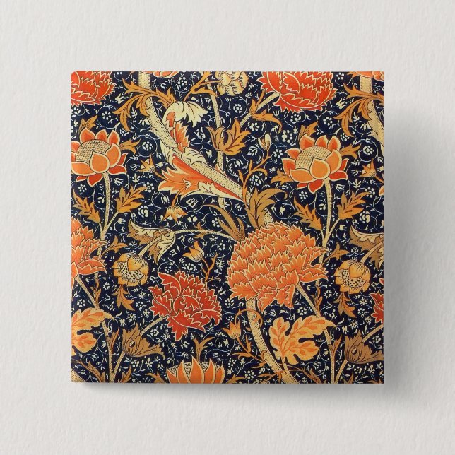 William Morris Cray Blommigt Art nouveau Mönster Knapp (Framsida)