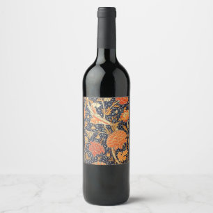 William Morris Cray Blommigt Art nouveau Mönster Vinflaska Etikett