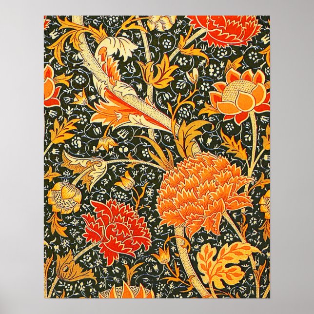 William Morris Cray Blommigt Mönster Vintage Poster (Framsidan)