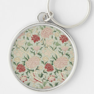 William Morris Cray Blommigt Pre-Raphaelite Vintag Rund Silverfärgad Nyckelring