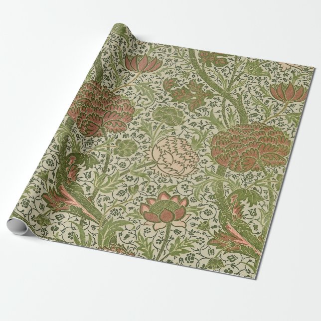 William Morris Cray Sage Blomma Blommig Botanisk Presentpapper (Utrullad)