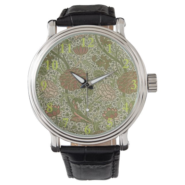 William Morris Cray Sage Blomma Floral Botanisk Armbandsur (Framsida)