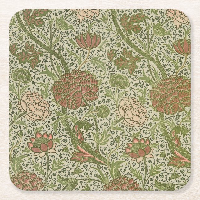 William Morris Cray Sage Flower Blommigt Botanical Underlägg Papper Kvadrat (Framsidan)
