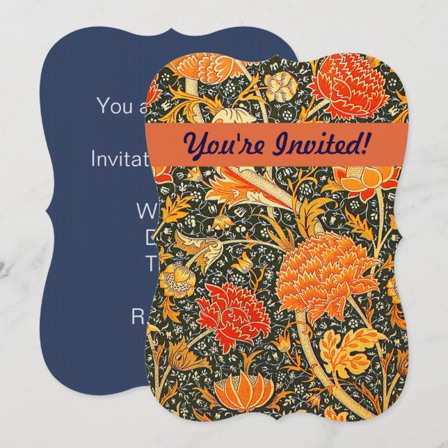 William Morris Cray Tapet Mönster Inbjudningar (Fram/baksida)