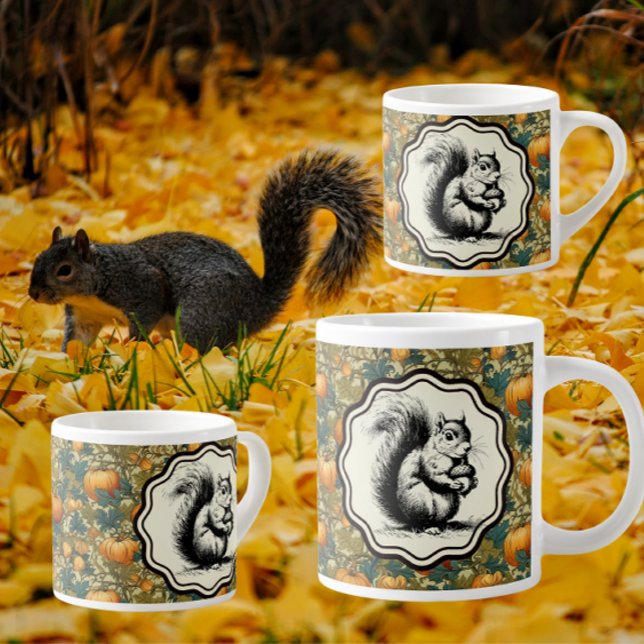 William Morris Customized Pumpkins and Squirrel Jumbo Mugg (Warm, cozy and cute! )
