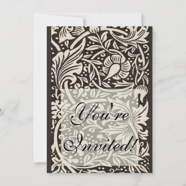 William Morris Daffodil Blommigt Tapet Inbjudningar (Framsida)