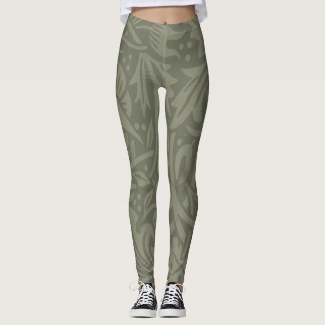 William Morris Daffodil Blommigt Tapet Leggings (Framsida)