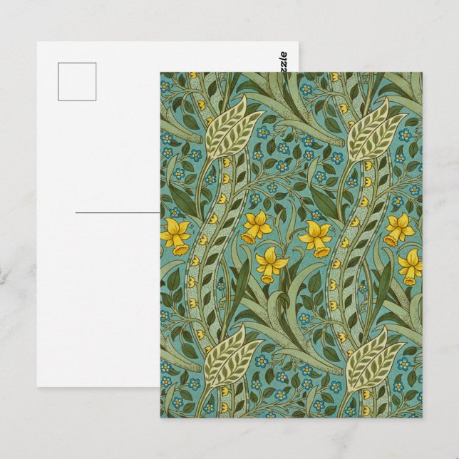 William Morris Daffodil Blommönster Classic Vykort (Fram/baksida)