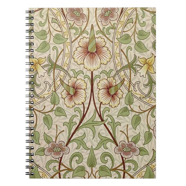 William Morris Daffodil Classic Flower Tapet Anteckningsbok Med Spiral (Framsidan)
