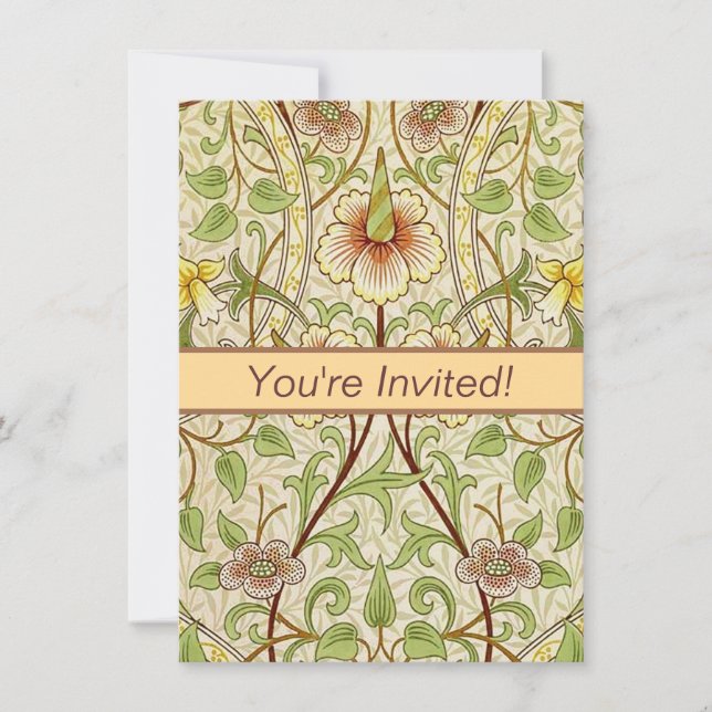 William Morris Daffodil Classic Flower Tapet Inbjudningar (Framsida)