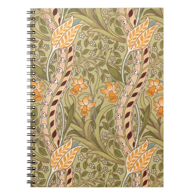 William Morris Daffodil Garden Flower Classic Bota Anteckningsbok (Framsidan)
