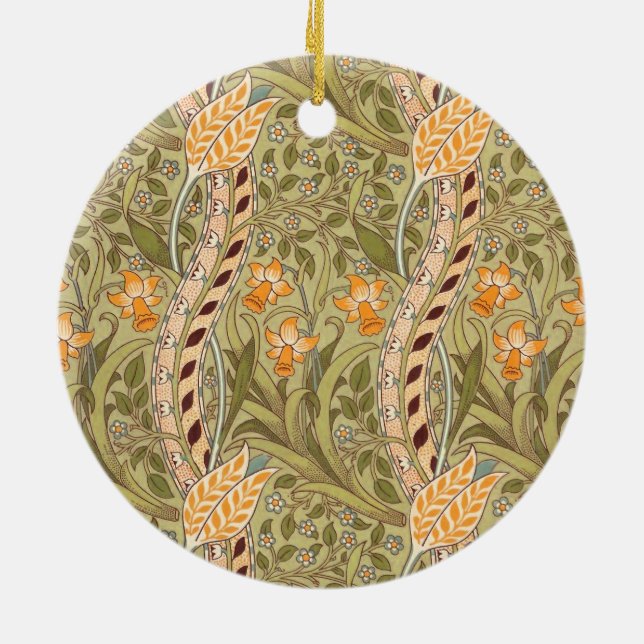 William Morris Daffodil Garden Flower Classic Bota Julgransprydnad Keramik (Baksidan)
