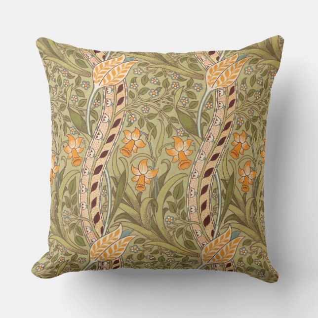 William Morris Daffodil Garden Flower Classic Bota Kudde (Framsida)