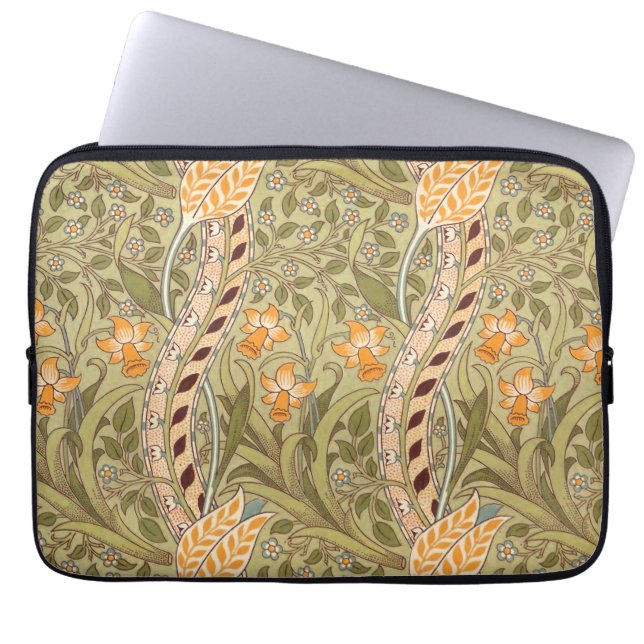 William Morris Daffodil Garden Flower Classic Bota Laptop Fodral (Framsidan)