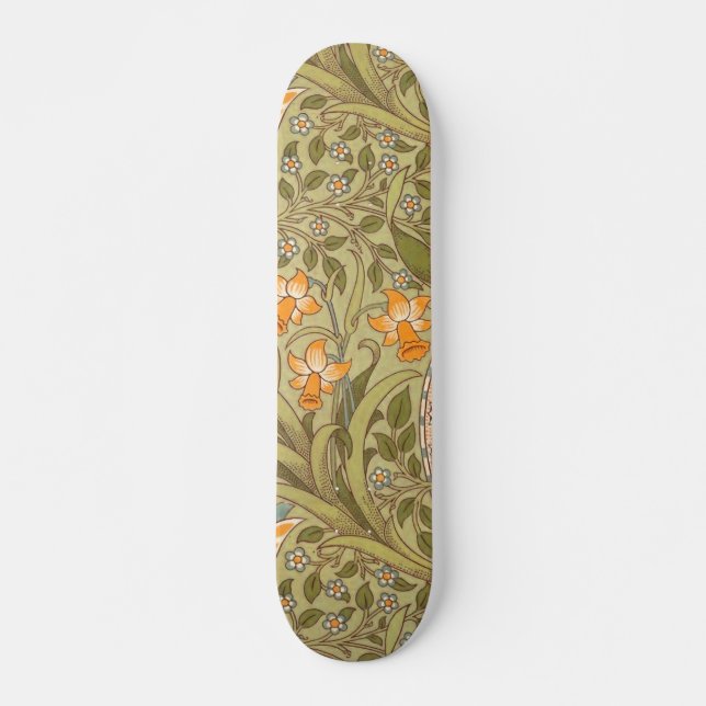 William Morris Daffodil Garden Flower Classic Bota Mini Skateboard Bräda 18,5 Cm (Framsida)