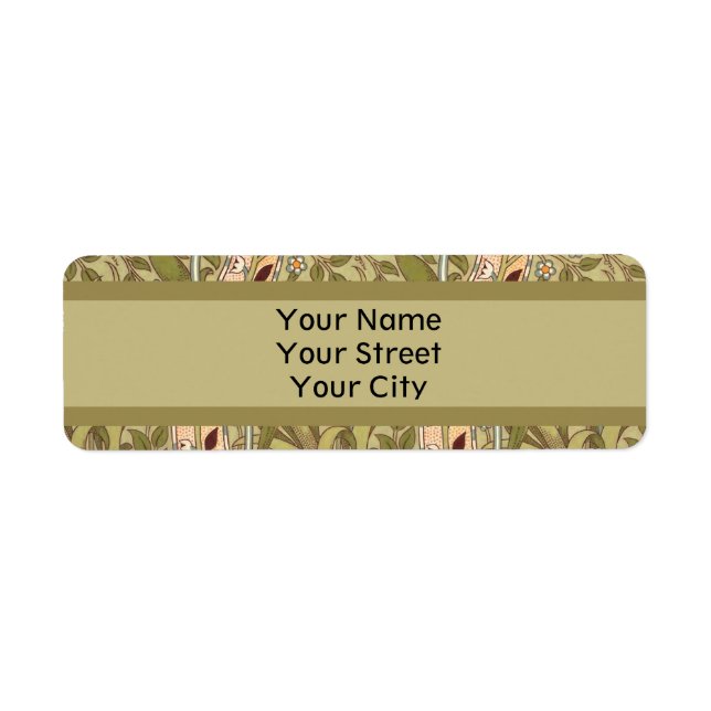 William Morris Daffodil Garden Flower Classic Bota Returadress Etikett (Framsidan)