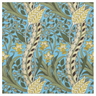 William Morris Daffodil Vintage Blue Mönster Tyg