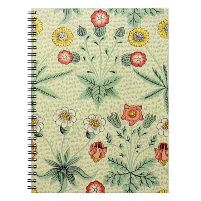 William Morris Daisy Blommigt Tapet Mönster Anteckningsbok Med Spiral (Framsidan)