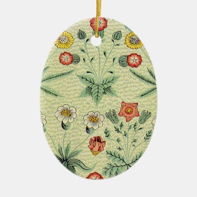 William Morris Daisy Blommigt Tapet Mönster Julgransprydnad Keramik (Framsidan)