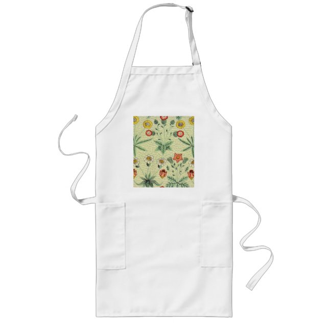 William Morris Daisy Blommigt Tapet Mönster Långt Förkläde (Framsidan)