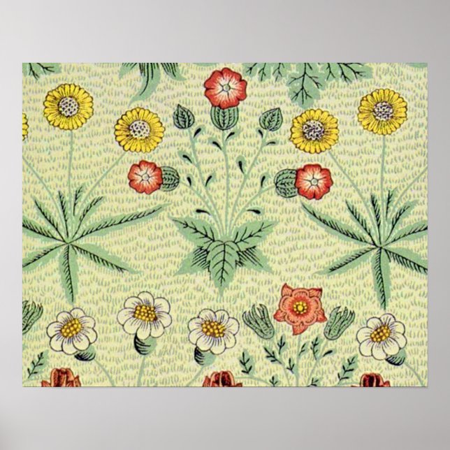 William Morris Daisy Blommigt Tapet Mönster Poster (Framsidan)