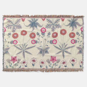 William Morris Daisy Blommönster Red Orange Filt