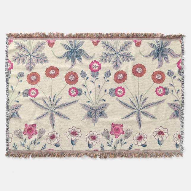 William Morris Daisy Blommönster Red Orange Filt (Framsidan)