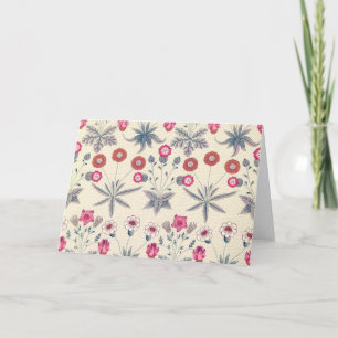 William Morris Daisy Blommönster Red Orange Kort