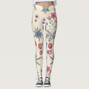 William Morris Daisy Blommönster Red Orange Leggings