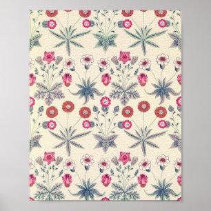 William Morris Daisy Blommönster Red Orange Poster