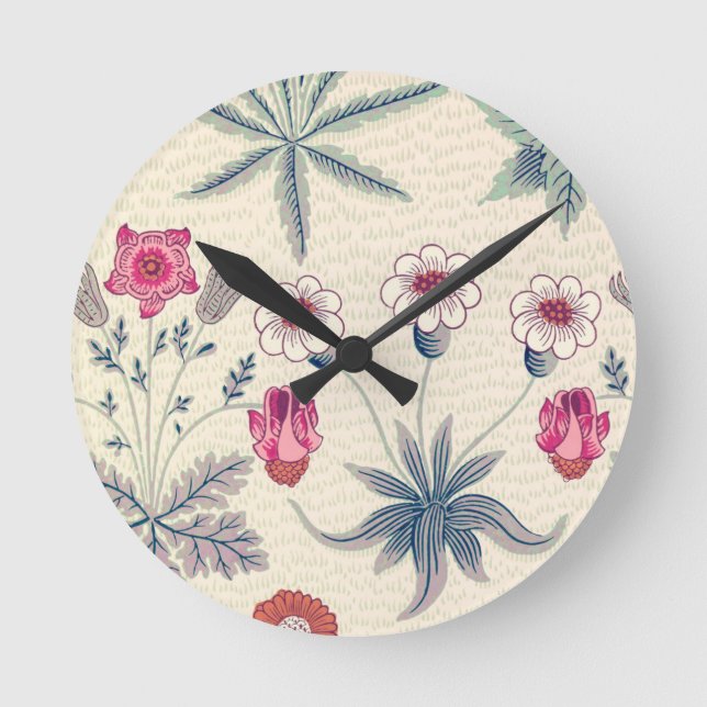 William Morris Daisy Blommönster Red Orange Rund Klocka (Framsida)