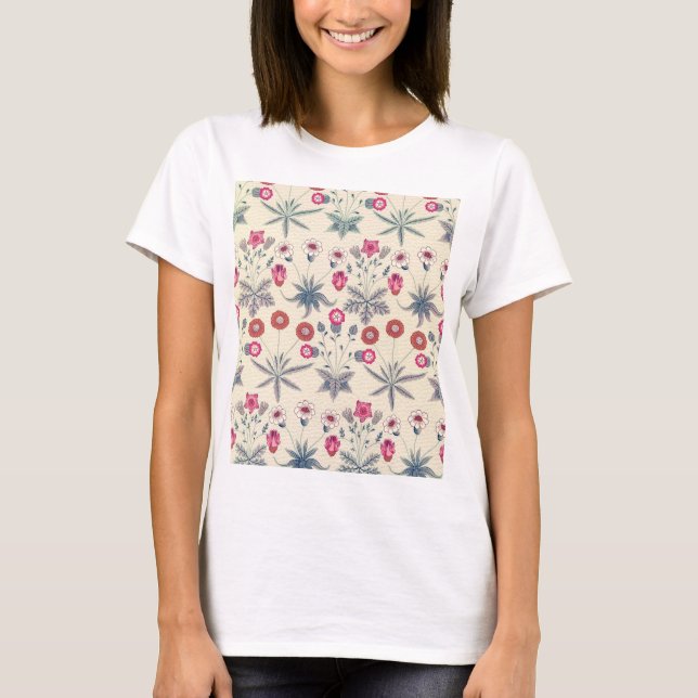 William Morris Daisy Blommönster Red Orange T Shirt (Framsida)