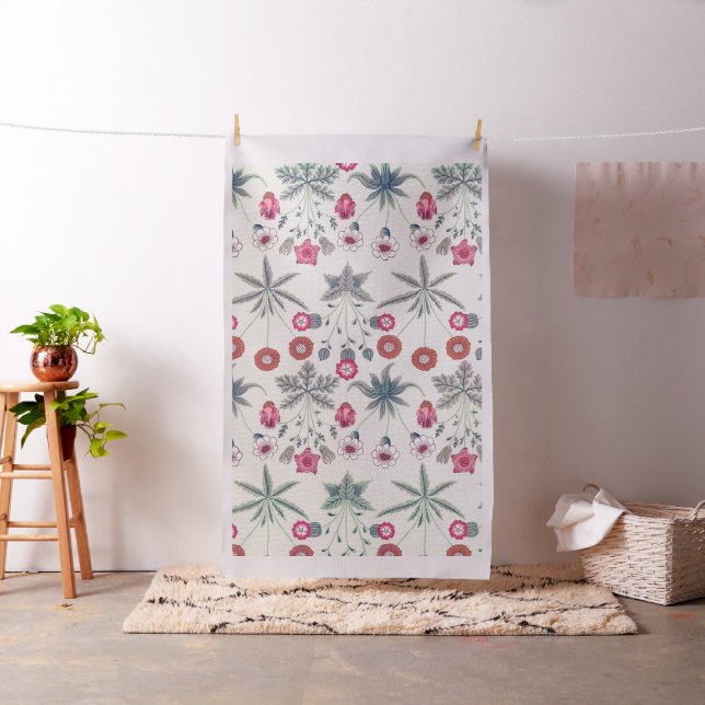 William Morris Daisy Blommönster Red Orange Tyg (In Situ)