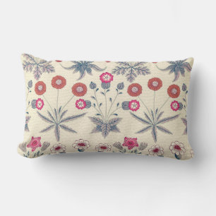 William Morris Daisy Blommönster Röd Orange Lumbarkudde