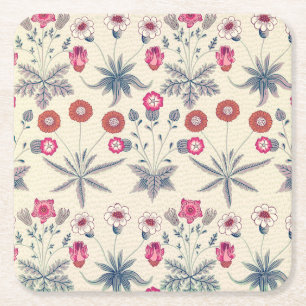 William Morris Daisy Blommönster Röd Orange Underlägg Papper Kvadrat