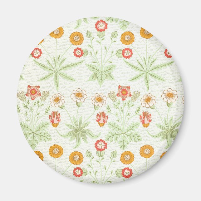 William Morris Daisy Vintage Botaniskt Mönster Magnet (Framsidan)