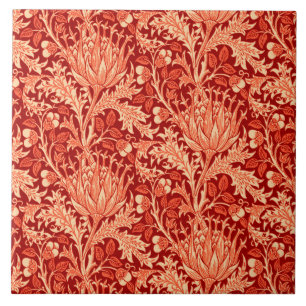 William Morris Damask, Deep Orange Kakelplatta