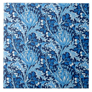 William Morris Damask, Navy & White Kakelplatta