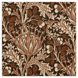 William Morris damast, brunt & beige Tyg