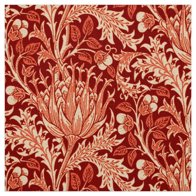 William Morris damast, djup orange Tyg (Provkarta)