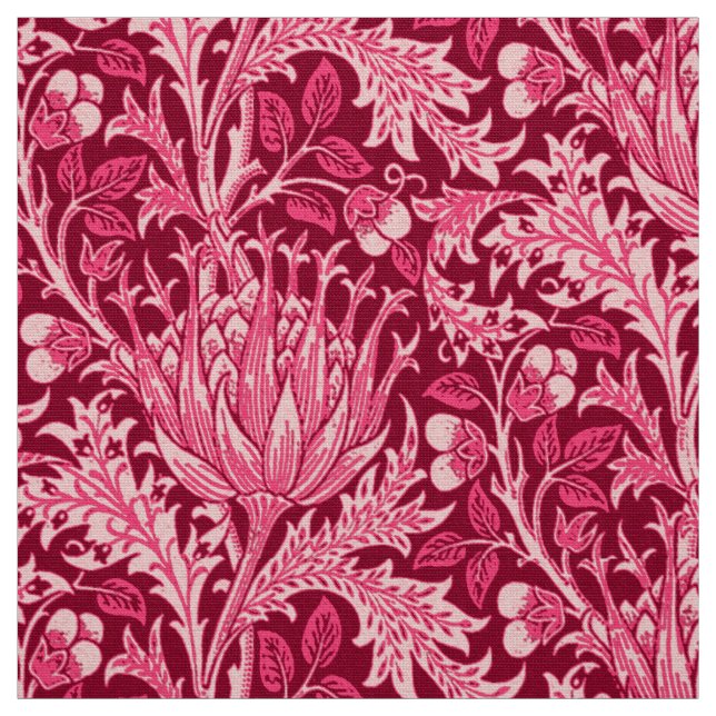 William Morris damast, Fuchsia rosa Tyg (Provkarta)