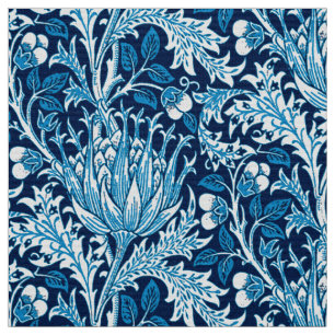 William Morris damast, marin & vit Tyg