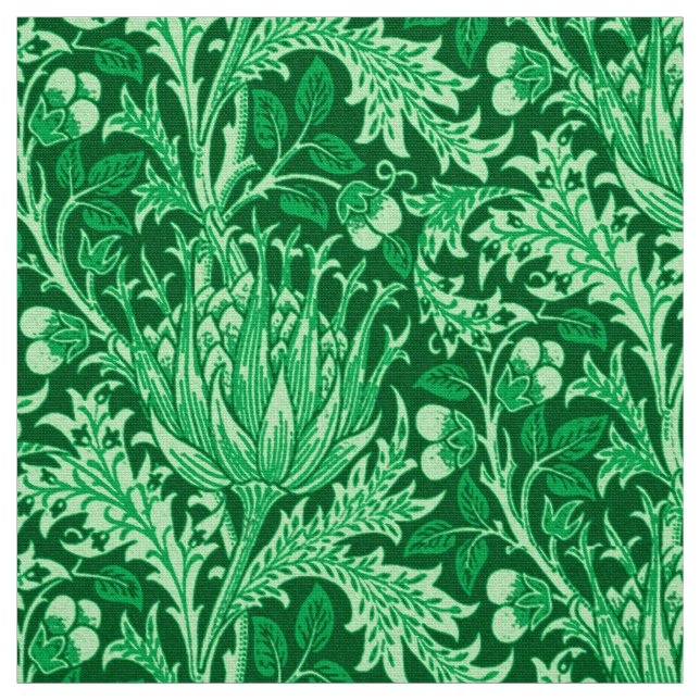 William Morris damast, smaragdgrönt Tyg (Provkarta)