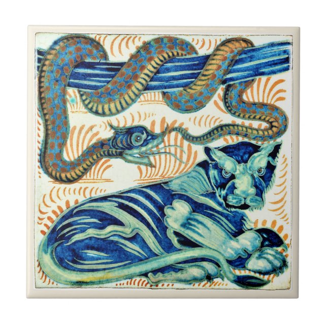 William * Morris De Morgan Snake Tiger | Kakelplatta (Framsidan)