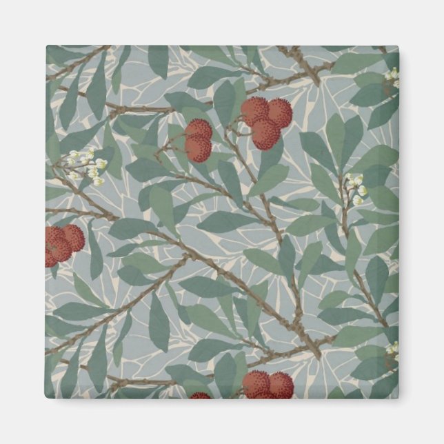 William Morris Decorative Art Arbutus Mönster Magnet (Framsidan)