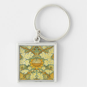 William Morris Design #11 Fyrkantig Silverfärgad Nyckelring
