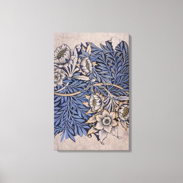 William Morris - DESIGN FOR TULIP AND WILLOW INDIG Canvastryck (Framsida)