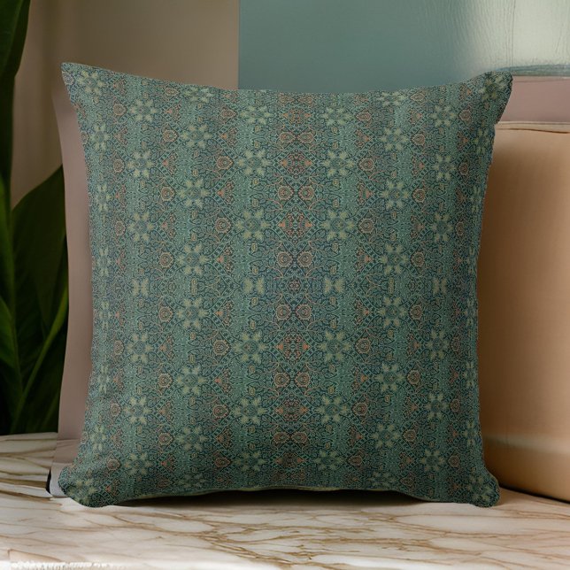 William * Morris Design Grönt Blommigt Imprint Kudde (Skapare uppladdad)